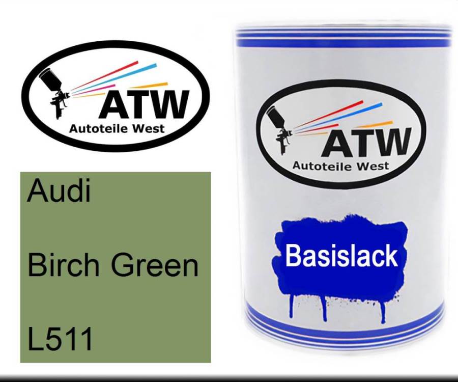 Audi, Birch Green, L511: 500ml Lackdose, von ATW Autoteile West.